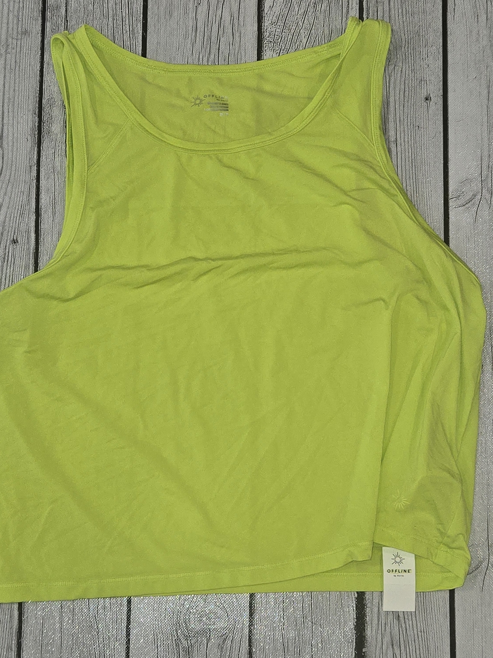 NWT aerie Offline Neon Yellow Scoop Neck Tank Top Womens M